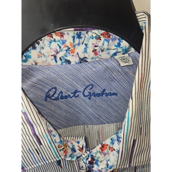 Robert Graham Mens Long Sleeve Button Up Shirt Multi Color Stripe Print Size 2XL - Picture 4 of 8